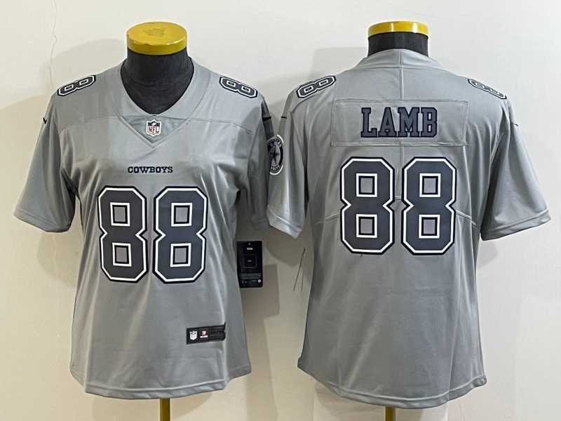 Womens Dallas Cowboys #88 CeeDee Lamb Grey Atmosphere Fashion 2022 Vapor Untouchable Stitched Nike Limited Jersey